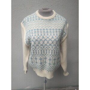 Samband of Iceland 100%  Pure New Wool Knit Sweater Large Slouchy Shoulder VTG
